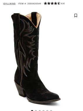 Idyllwind Black Suede Western Knee-High Boot with Tonal Embroidery